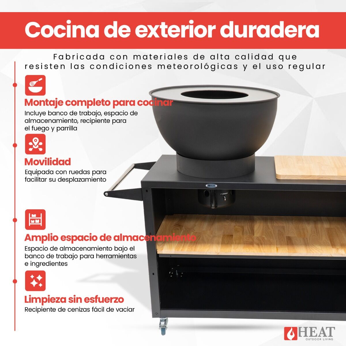 HEAT Trolle Cocina Exterior Negro