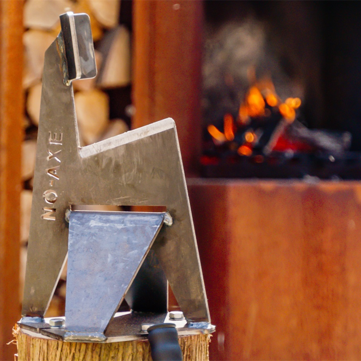 NO-AXE Partidor de Madera de Acero en Blanco con Martillo