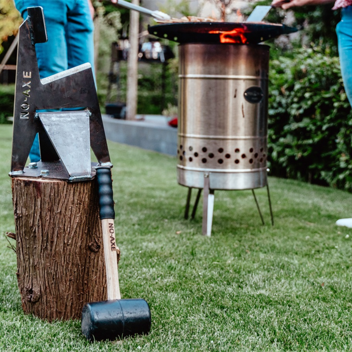 NO-AXE Partidor de Madera de Acero en Blanco con Martillo